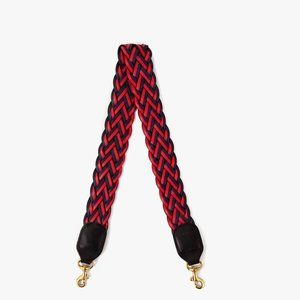 Clare V Shoulder Strap- red & navy braided